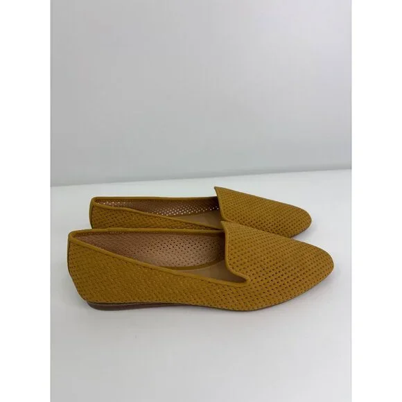 Market & Spruce June Smoking Flat Shoe Basket Weave Mustard Yellow Size 8 NWOB - Picture 5 of 8